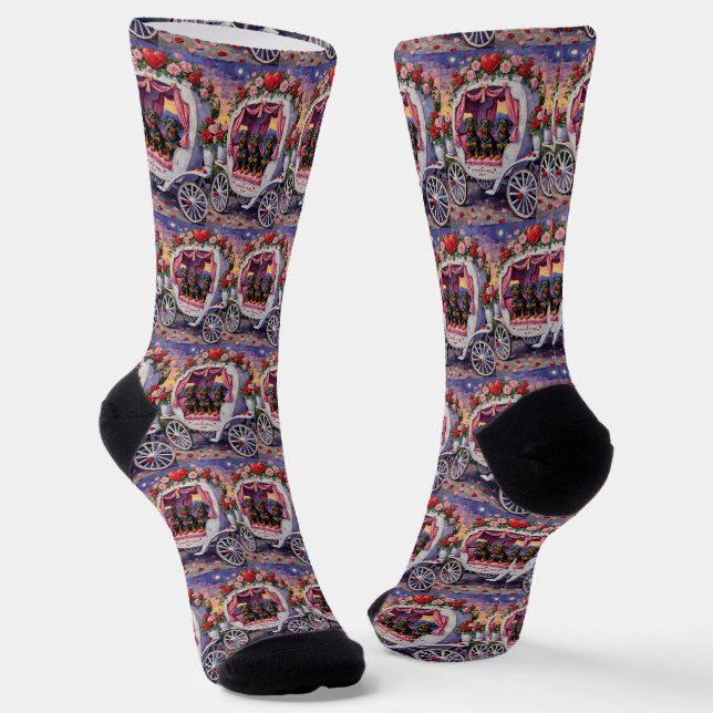 Dachshund Hund Valentinstag Socken (Gewinkelt)