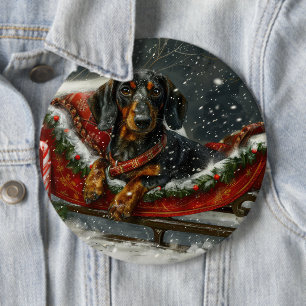 Dachshund Hund Weihnachten Festlich Button