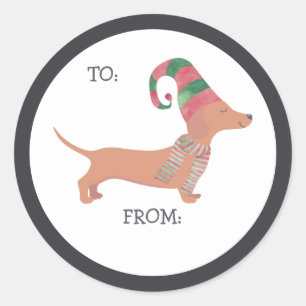 Dachshund Hund Weihnachten Runder Aufkleber