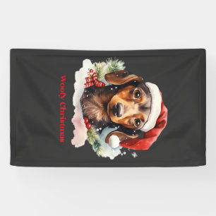 Dachshund Hund Weihnachten Santa Hut Xmas Licht Wo Banner