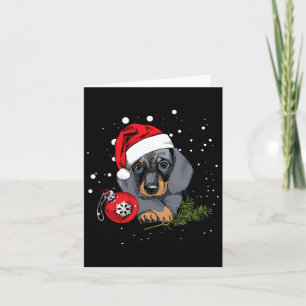 Dachshund-Hund Weihnachtsbaum Licht Santa Weihnach Karte