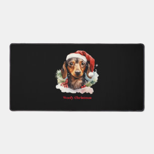 Dachshund Hund Weihnachtsmann Mütze Xmas Licht Woo Schreibtischunterlage