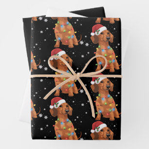 Dachshund Hunde Baum Weihnachten Xmas Haustier Hun Geschenkpapier Set