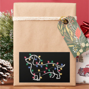 Dachshund Hunde Baum Weihnachten Xmas Haustier Hun Rechteckiger Aufkleber