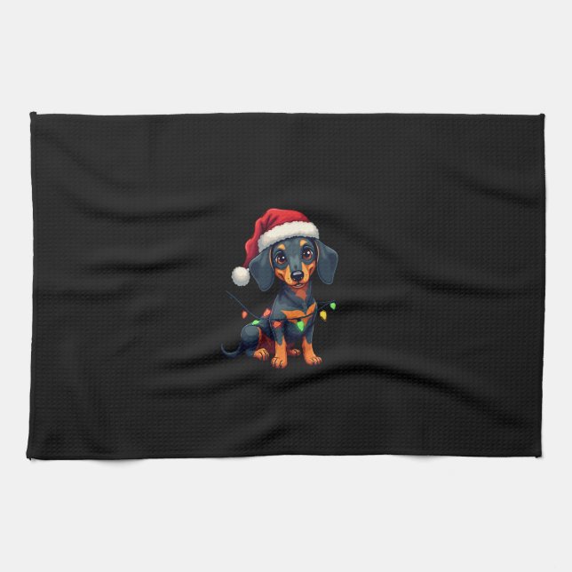 Dachshund Hunde Baum Weihnachtspullover Xmas Gesch Geschirrtuch (Horizontal)