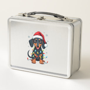 Dachshund Hunde Baum Weihnachtspullover Xmas Gesch Metall Brotdose