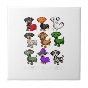 Dachshund Hunde Halloween Frohes Halloween Fliese