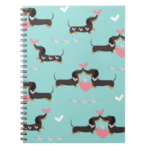 Dachshund-Hunde in Liebe und Herzen nahtloses Must Notizblock