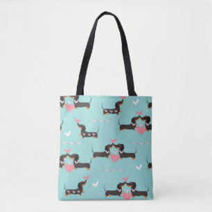 Dachshund-Hunde in Liebe und Herzen nahtloses Must Tasche