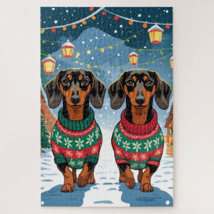 Dachshund Hunde Weihnachten Schnee Feiertag