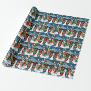 Dachshund-Hunde Weihnachten Schnee Feiertag Geschenkpapier