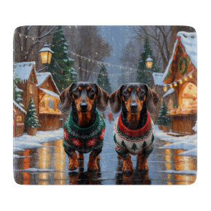 Dachshund-Hunde Weihnachten Schnee Feiertag Schneidebrett
