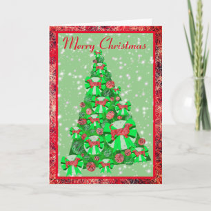 Dachshund-Hundefort Bow Silhouette Weihnachtsbaum Karte