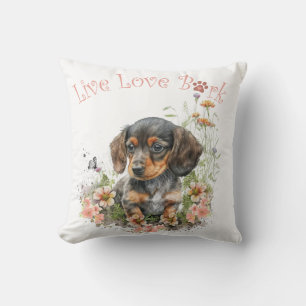 Dachshund-Hundemama Blumen Kissen