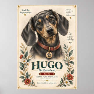 Dachshund-Hundeporträt | Hugo Nr. 2 Poster