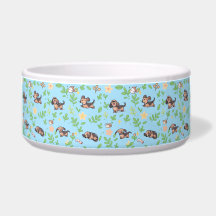 Dachshund-Hundeschüssel Frühlings-Blumen Pastell H