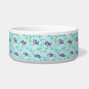 Dachshund-Hundeschüssel Frühlings-Blumen Pastell H Napf