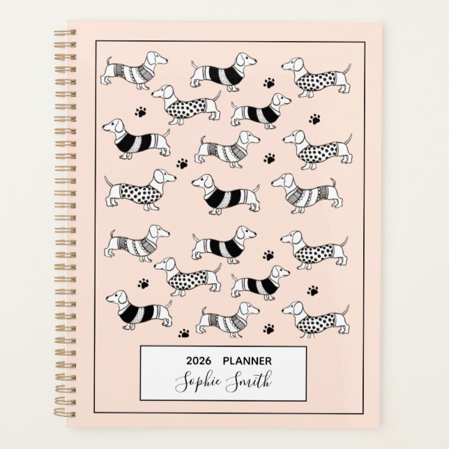 Dachshund illustré Amoureux de les chiens 2025 Pla (Devant)
