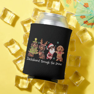 Dachshund im Schnee lustige Weihnachts Hunde Dosenkühler
