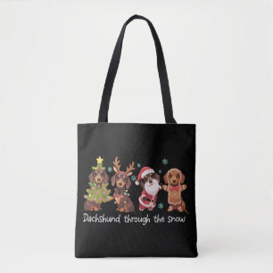 Dachshund im Schnee lustige Weihnachts-Hunde Tasche