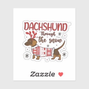 Dachshund im Schnee Weihnachten Hundeliebhaber Aufkleber