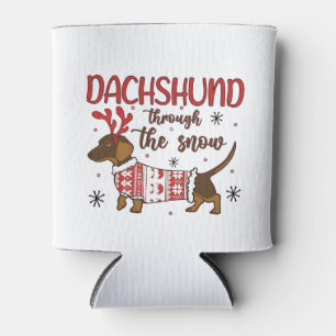Dachshund im Schnee Weihnachten Hundeliebhaber Dosenkühler