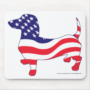 Dachshund in der amerikanischen Flagge Mousepad