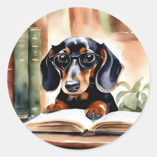 Dachshund in der Aquarellkunst Runder Aufkleber