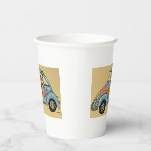 Dachshund in Hippie-Auto-Papierbecher Pappbecher
