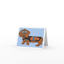 Dachshund in Rennjacke Flach Notiz Karte