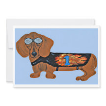 Dachshund in Rennjacke Flachnotizkarte