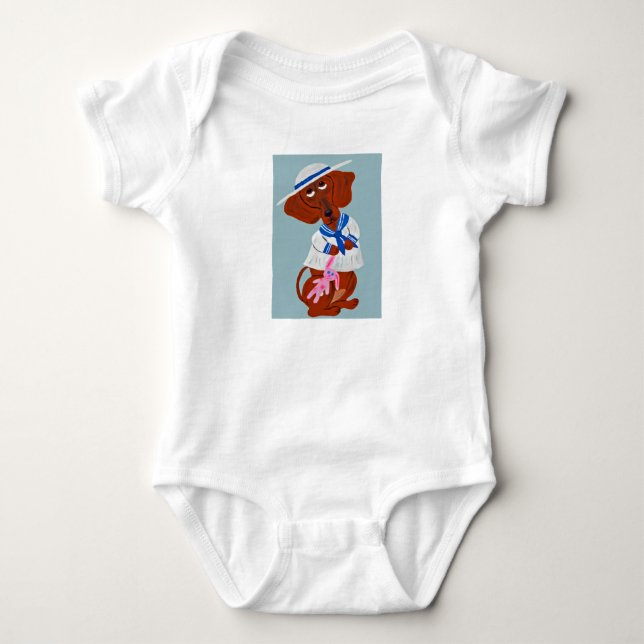 Dachshund in Sailor Suit Baby Strampler (Vorderseite)