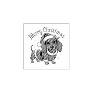Dachshund in Santa-Mütze Weihnachten Gummistempel