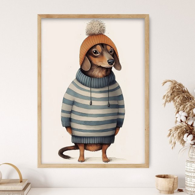 Dachshund In Winter Mood, Funny Dog Decor, Cozy Do Poster (Von Creator hochgeladen)