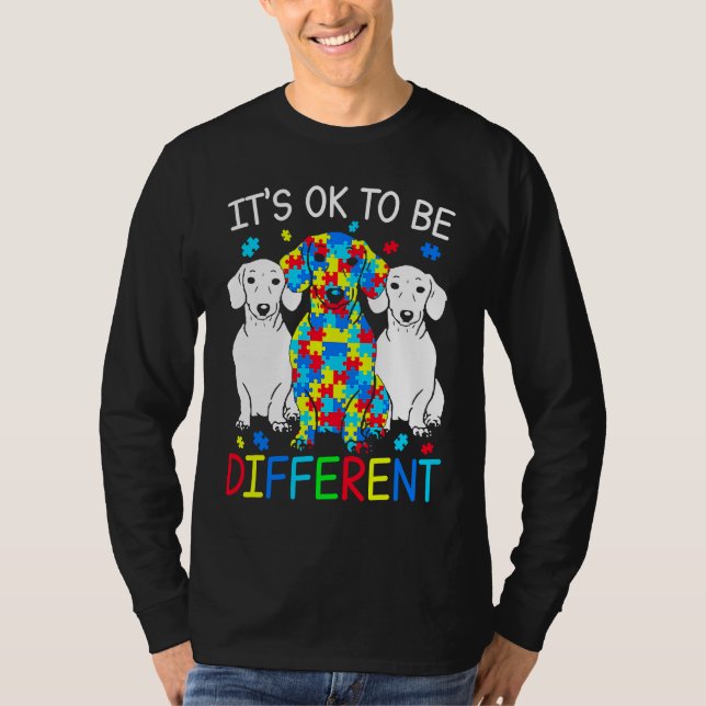 Dachshund It's Ok To Be Different Autism Awareness T-Shirt (Vorderseite)