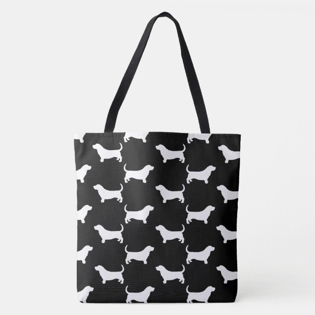 Dachshund-Jagdhund-Silhouette-Muster Tasche (Vorderseite)