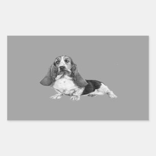 Dachshund-Jagdhund-Zeichnen Rechteckiger Aufkleber