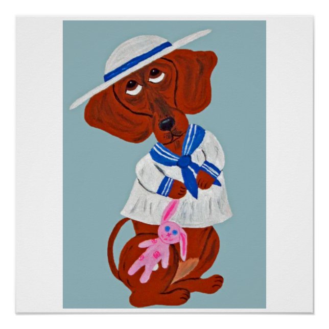 Dachshund-Karte mit gefalteter Vorderseite Poster (Vorderseite)