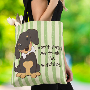 Dachshund-Knochen-Beobachtung Grün Streifen Tasche