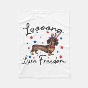 Dachshund Kunst Lang lebe die Freiheit Fleecedecke