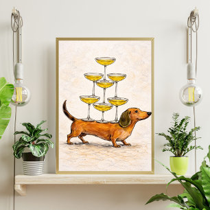 Dachshund-Kunst   lustige Hundeillustration Poster