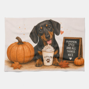 Dachshund Kürbisgewürz Kaffee Geschirrtuch