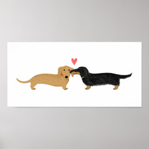 Dachshund-Kuss mit Herz Poster
