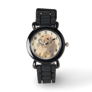 Dachshund (Langhaar) Malerei - Originale Hundekuns Armbanduhr