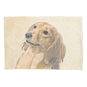 Dachshund (Langhaar) Malerei - Originale Hundekuns Kissenbezug