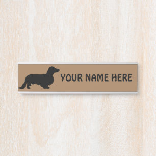 Dachshund Langhaar - Silhouette 1 Türschild
