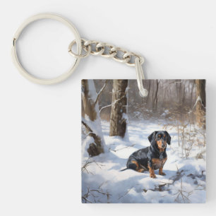 Dachshund Lass es schneien Weihnachten Schlüsselanhänger