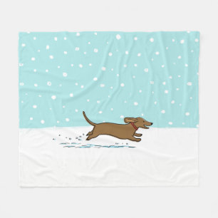 Dachshund läuft im Schnee Wiener Hund Urlaub Fleecedecke