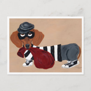 Dachshund-Leckereien-Dieb Einbrecher Feiertagspostkarte