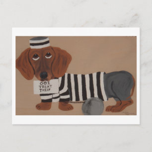 Dachshund Leckerli Dieb Knastvogel Postkarte